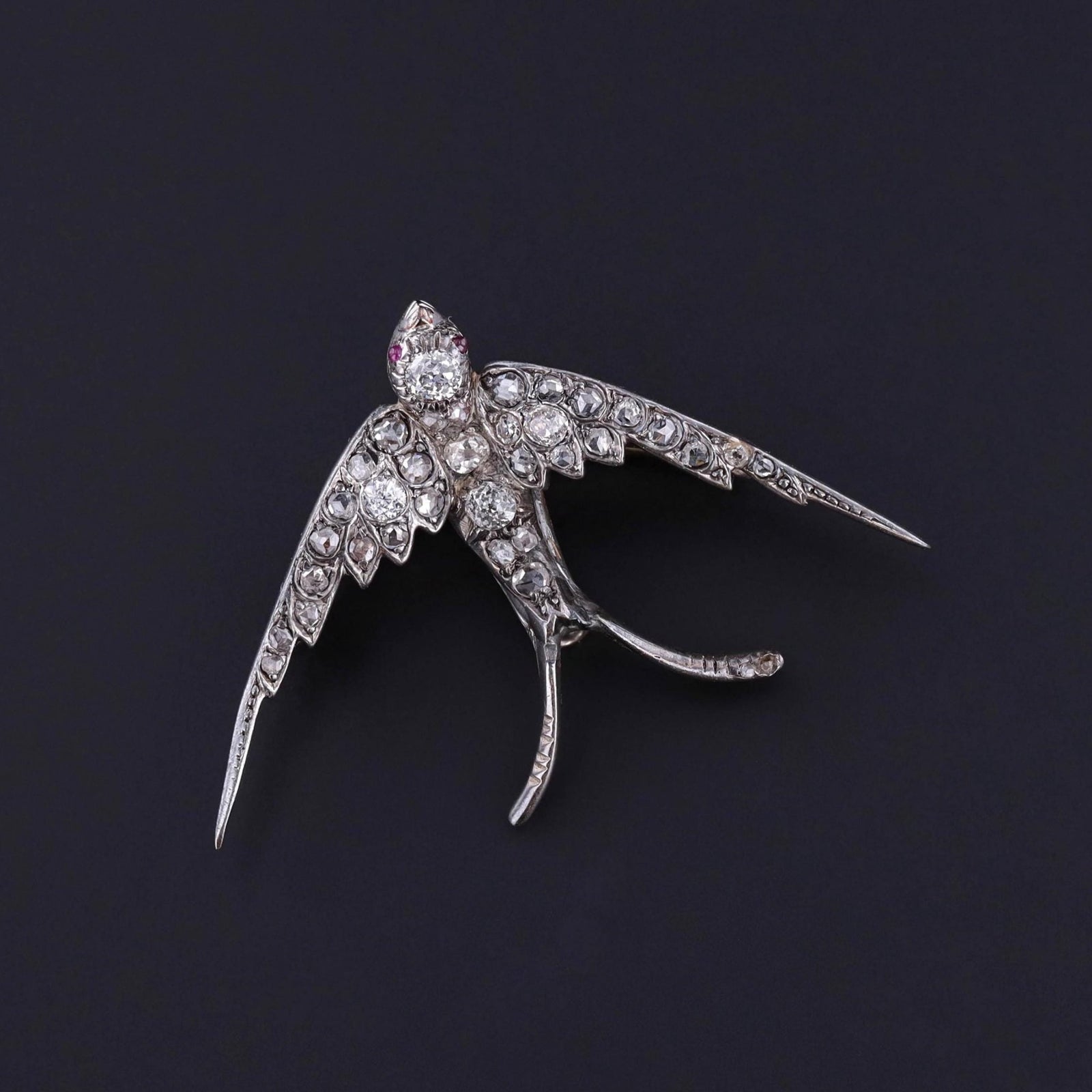 Antique Diamond Swallow Brooch - Trademark Antiques