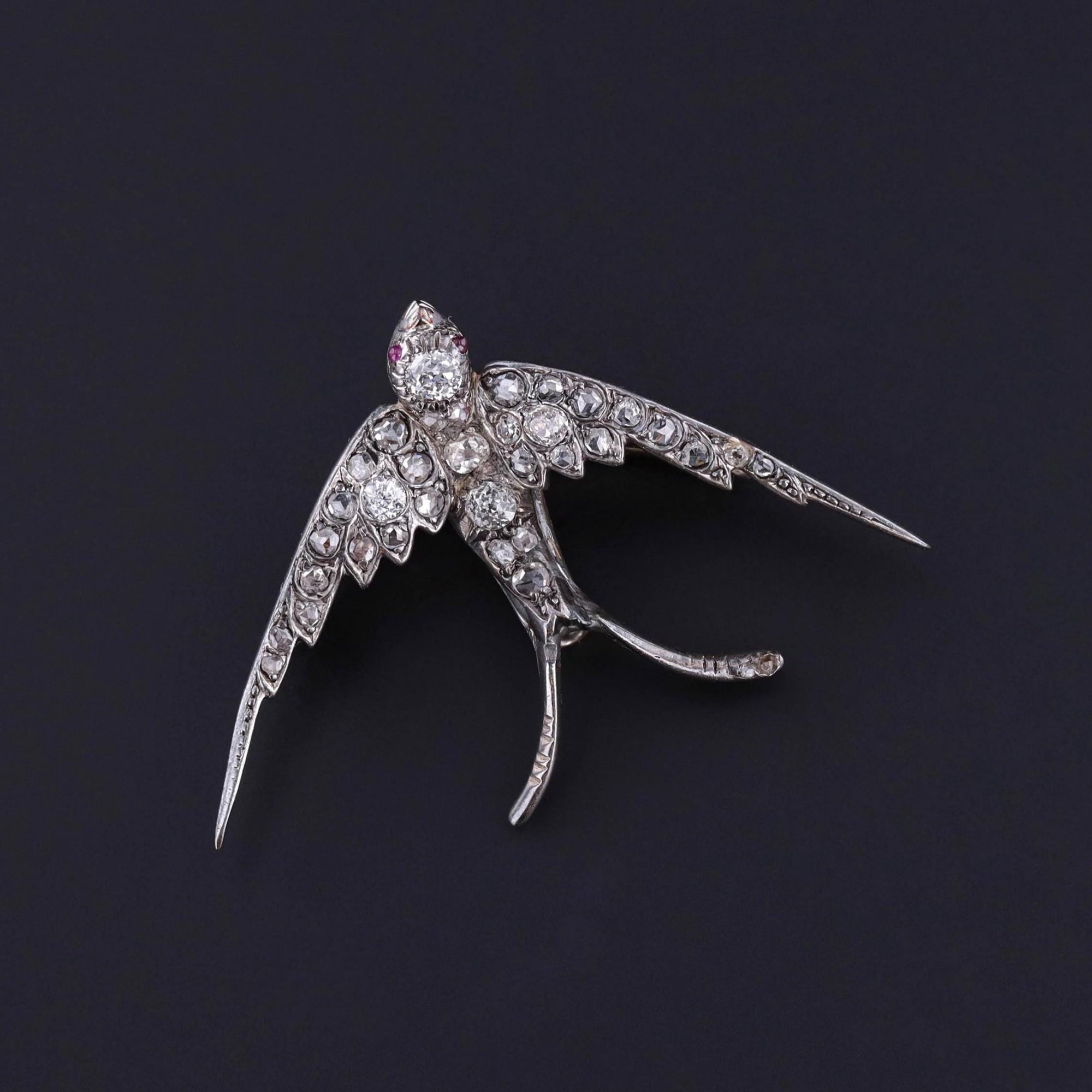 Antique Diamond Swallow Brooch - Trademark Antiques