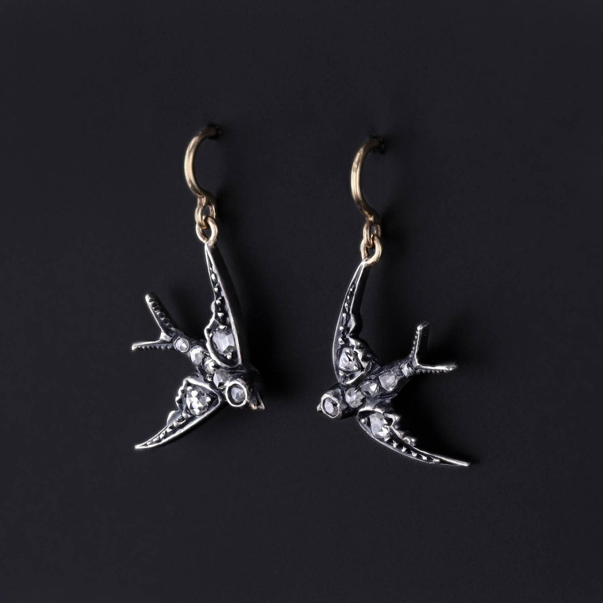 Antique Diamond Swallow Earrings - Trademark Antiques