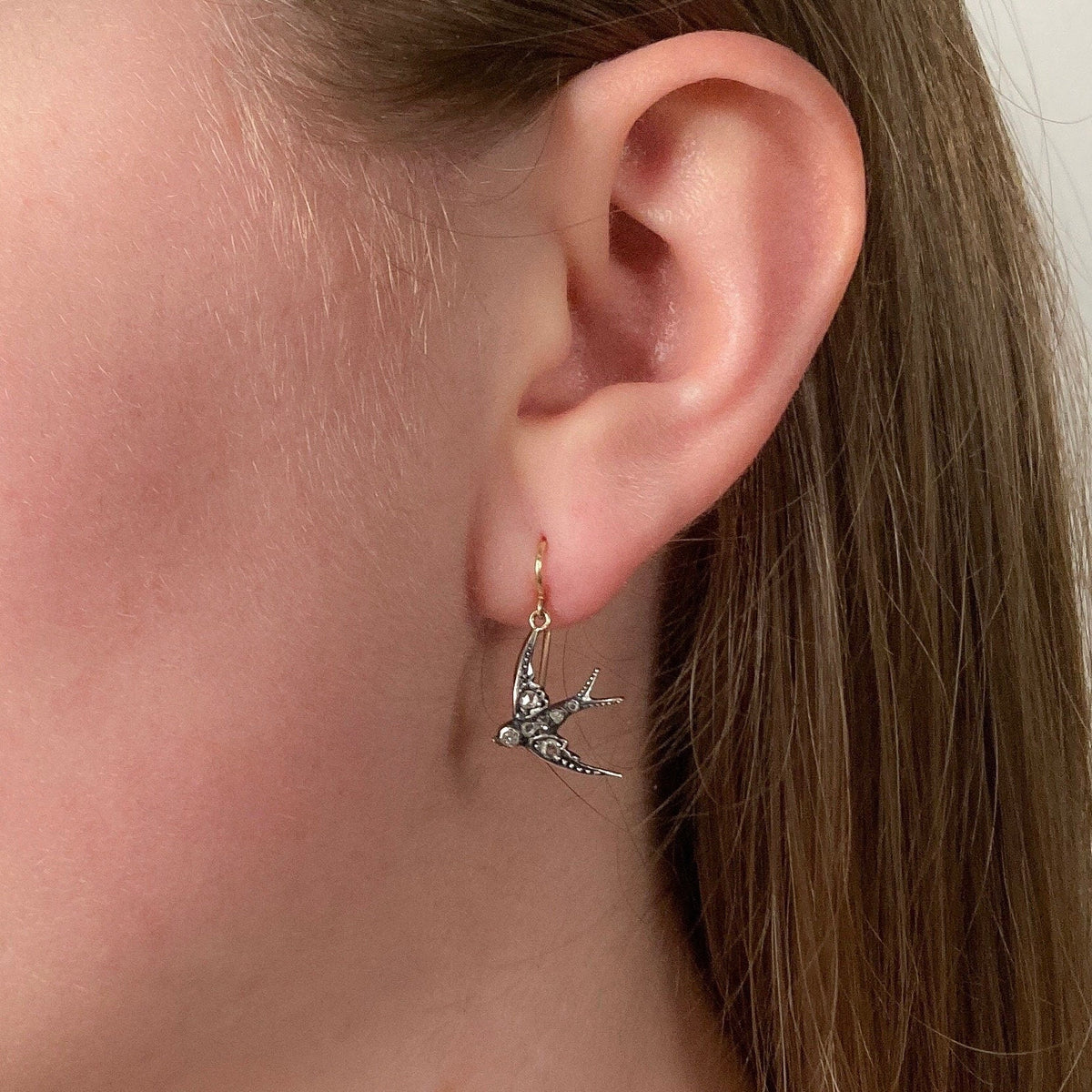 Antique Diamond Swallow Earrings - Trademark Antiques