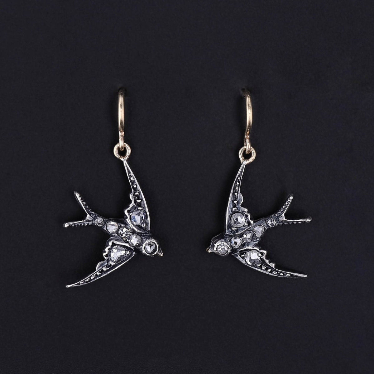 Antique Diamond Swallow Earrings - Trademark Antiques