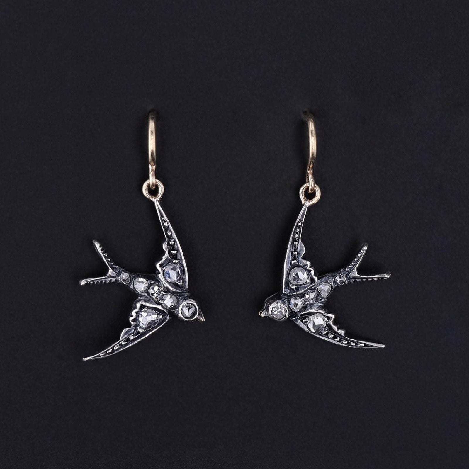 Antique Diamond Swallow Earrings - Trademark Antiques