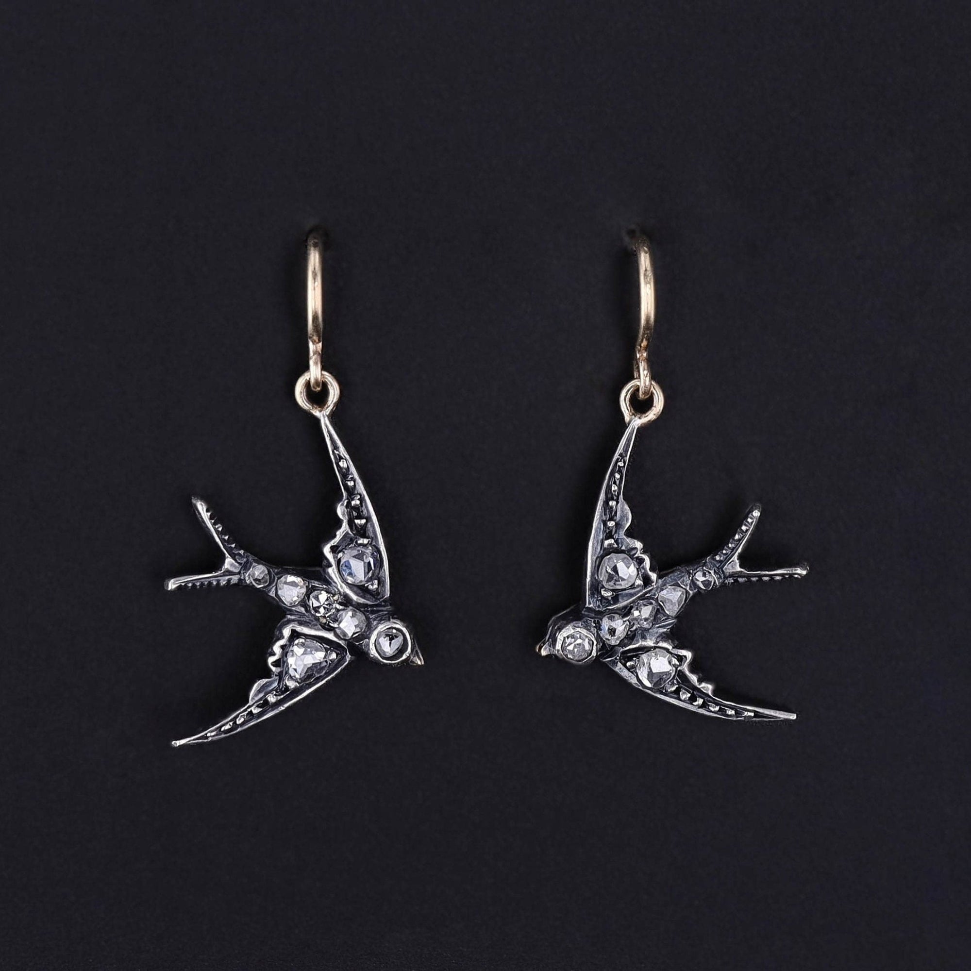 Antique Diamond Swallow Earrings - Trademark Antiques