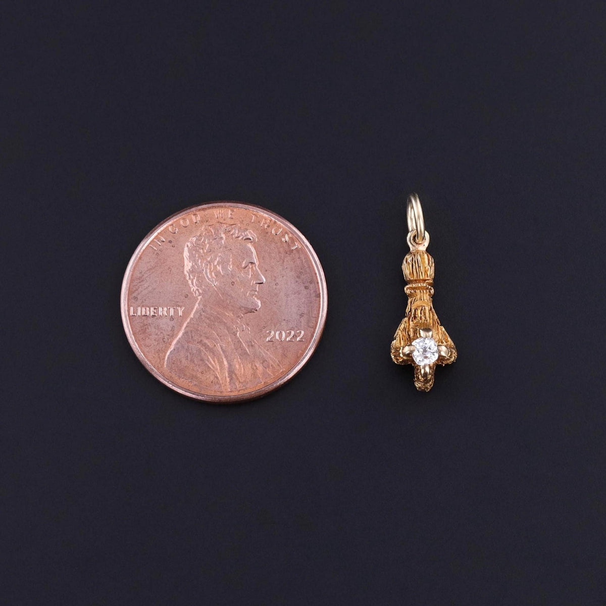 Antique Diamond Talon Charm of 14k Gold - Trademark Antiques