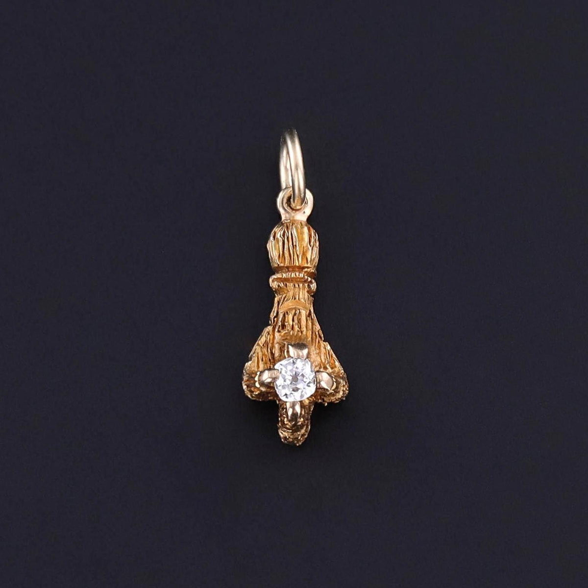 Antique Diamond Talon Charm of 14k Gold - Trademark Antiques