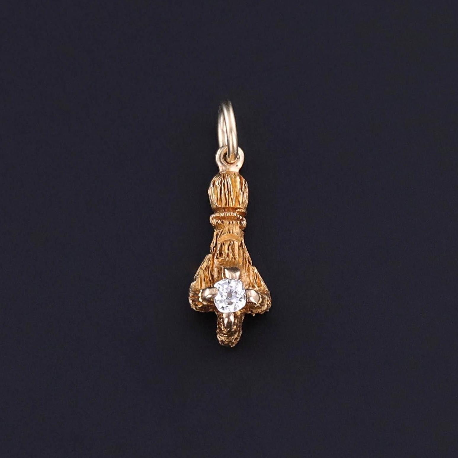 Antique Diamond Talon Charm of 14k Gold - Trademark Antiques