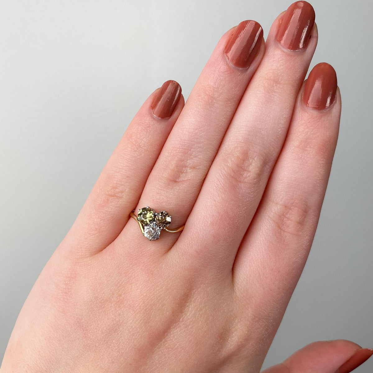 Antique Diamond Trilogy Ring of 14k Gold - Trademark Antiques