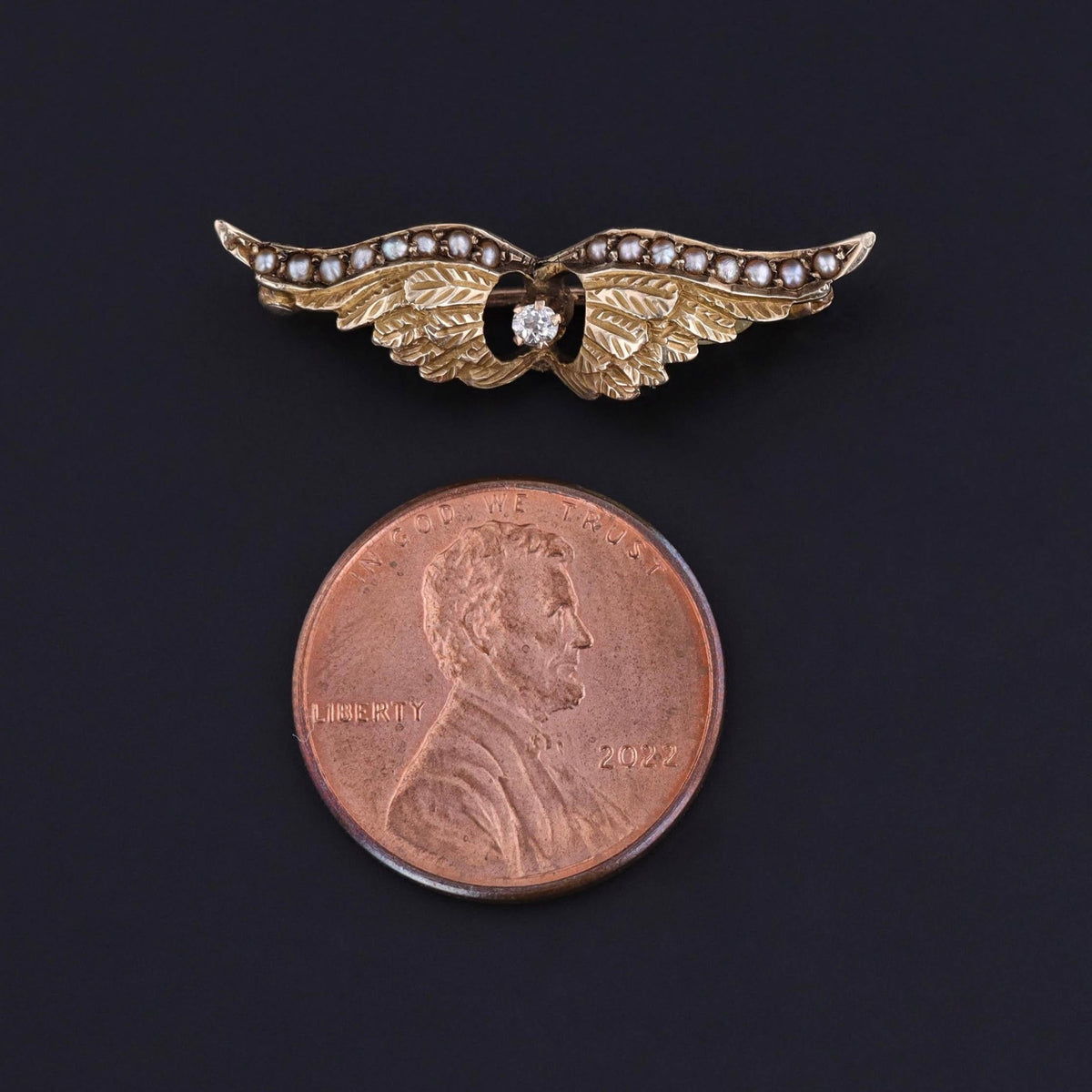 Antique Diamond Wings Brooch of 10k Gold - Trademark Antiques