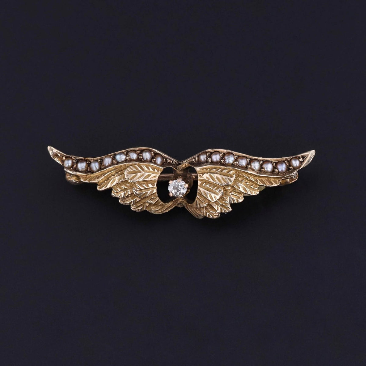 Antique Diamond Wings Brooch of 10k Gold - Trademark Antiques