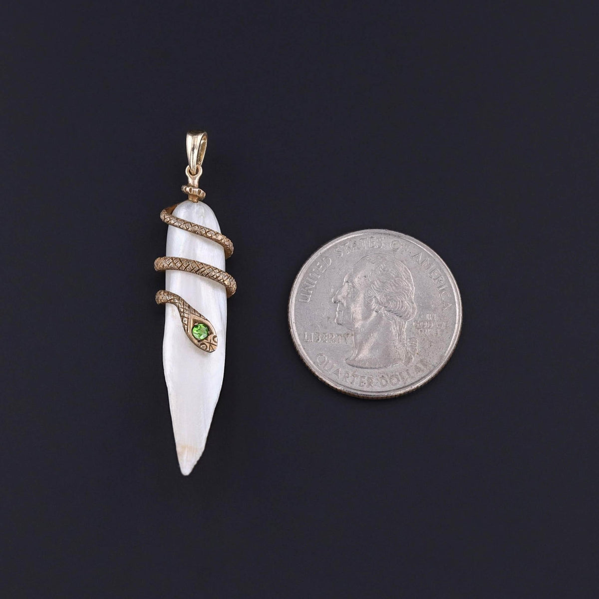 Antique Dog Tooth Pearl Snake Pendant of 10k Gold - Trademark Antiques