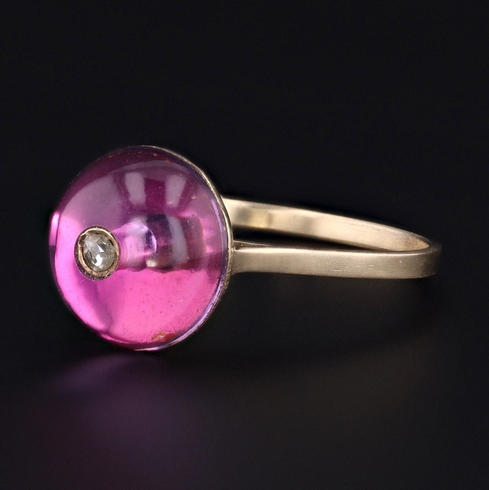 Antique Domed Foil Backed Quartz Conversion Ring of 14k Gold - Trademark Antiques