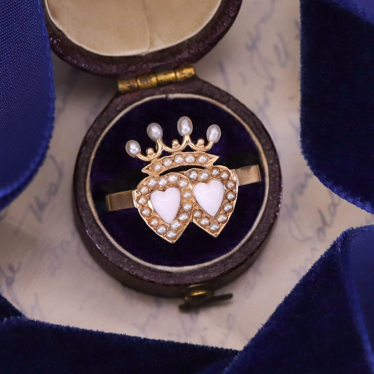 Antique Double Heart Conversion Ring of 14k Gold - Trademark Antiques