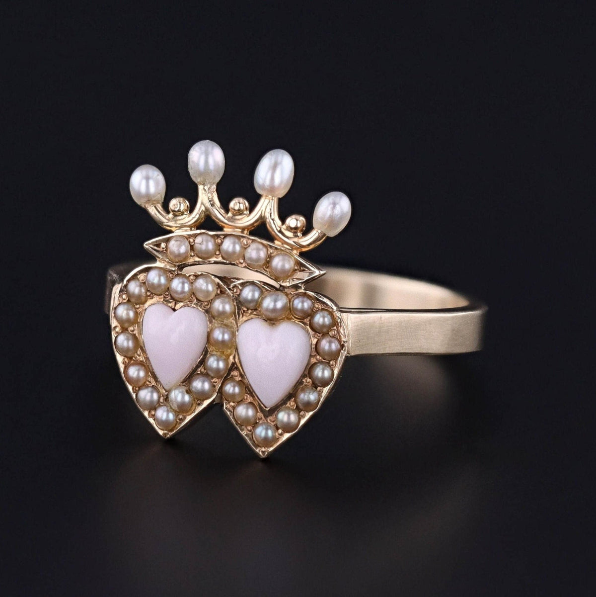 Antique Double Heart Conversion Ring of 14k Gold - Trademark Antiques