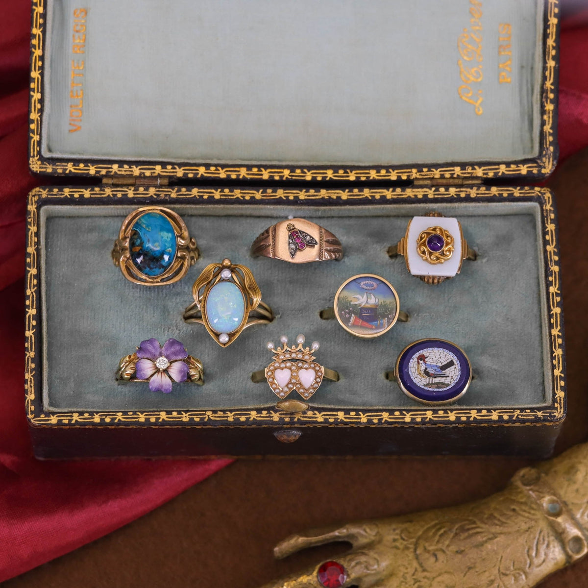 Antique Double Heart Conversion Ring of 14k Gold - Trademark Antiques