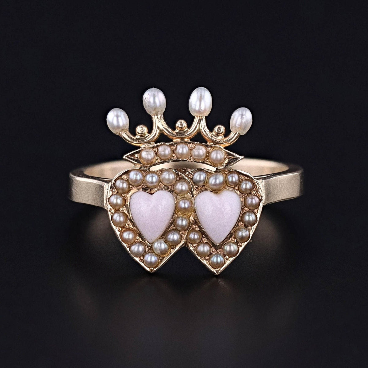 Antique Double Heart Conversion Ring of 14k Gold - Trademark Antiques