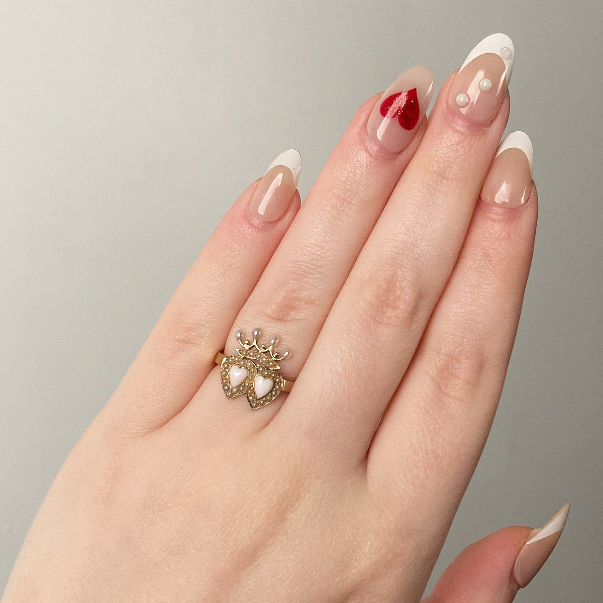 Antique Double Heart Conversion Ring of 14k Gold - Trademark Antiques