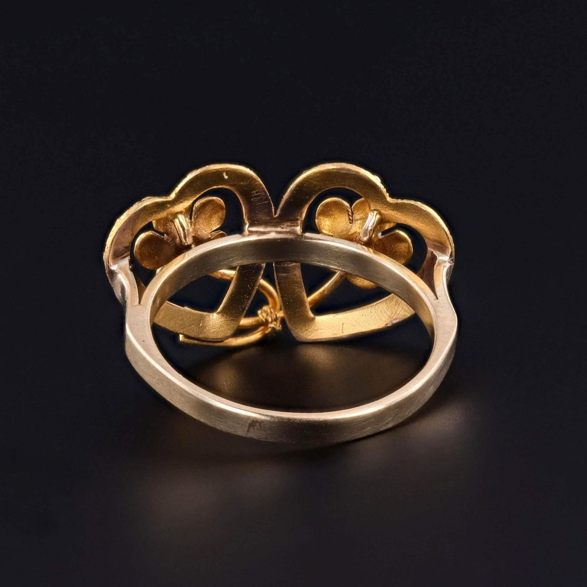Antique Double Heart Forget - Me - Not Ring of 14k Gold - Trademark Antiques