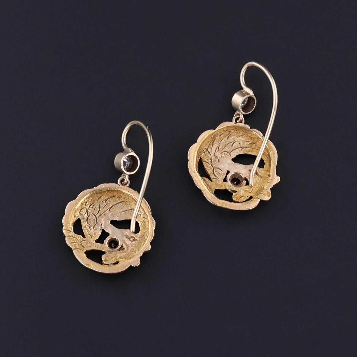 Antique Dragon Earrings of 18k Gold - Trademark Antiques