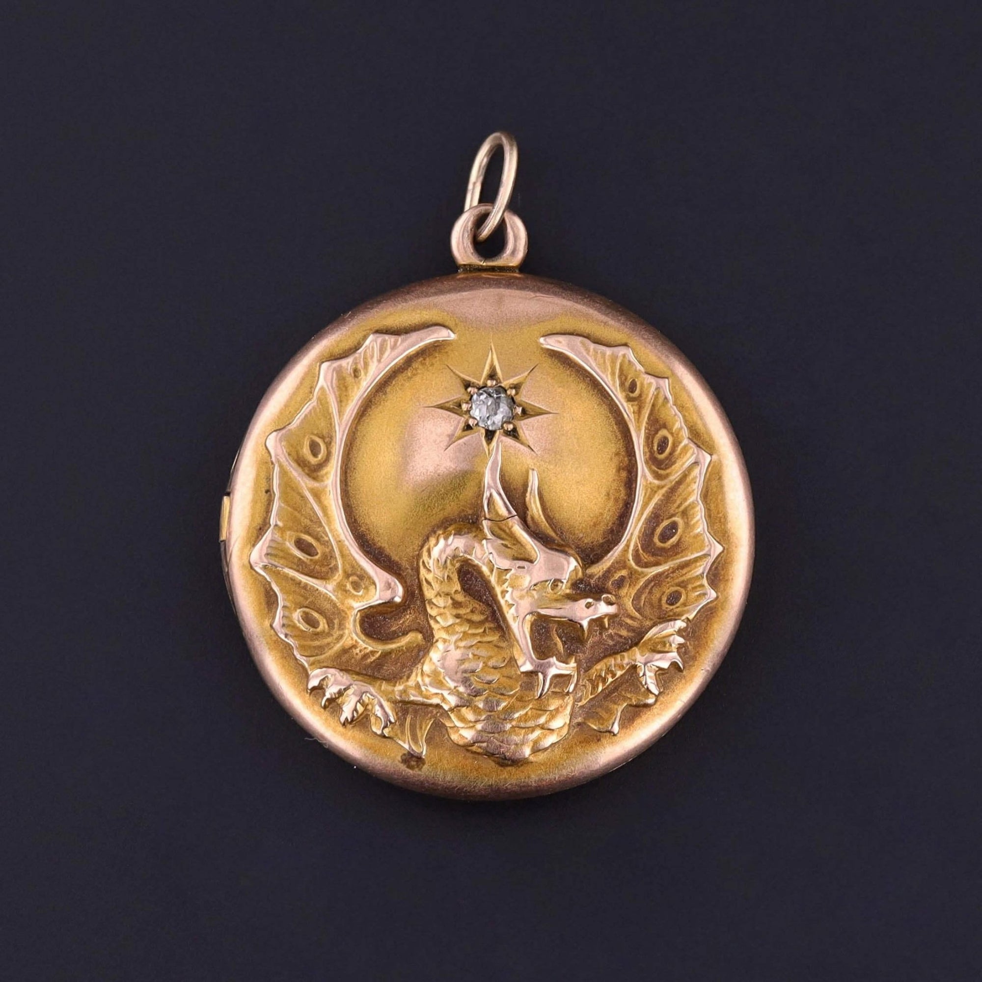 Antique Dragon Locket of 10k Gold - Trademark Antiques