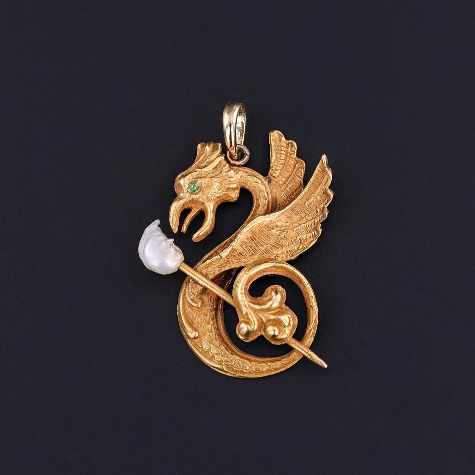 Antique Dragon Pendant of 10k Gold - Trademark Antiques