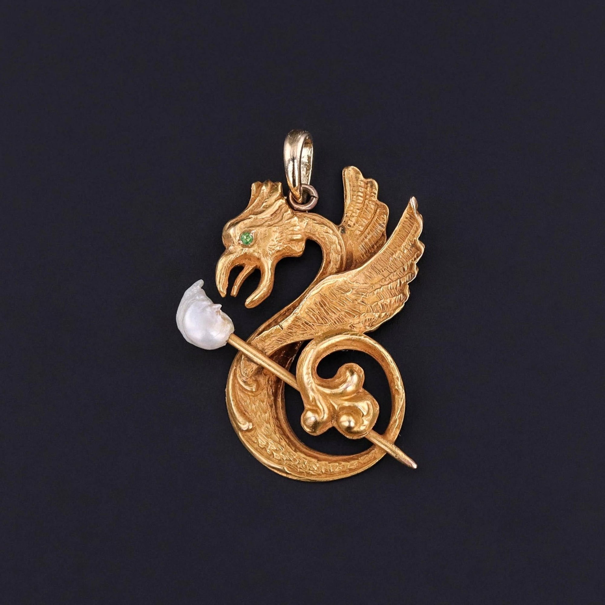 Antique Dragon Pendant of 10k Gold - Trademark Antiques