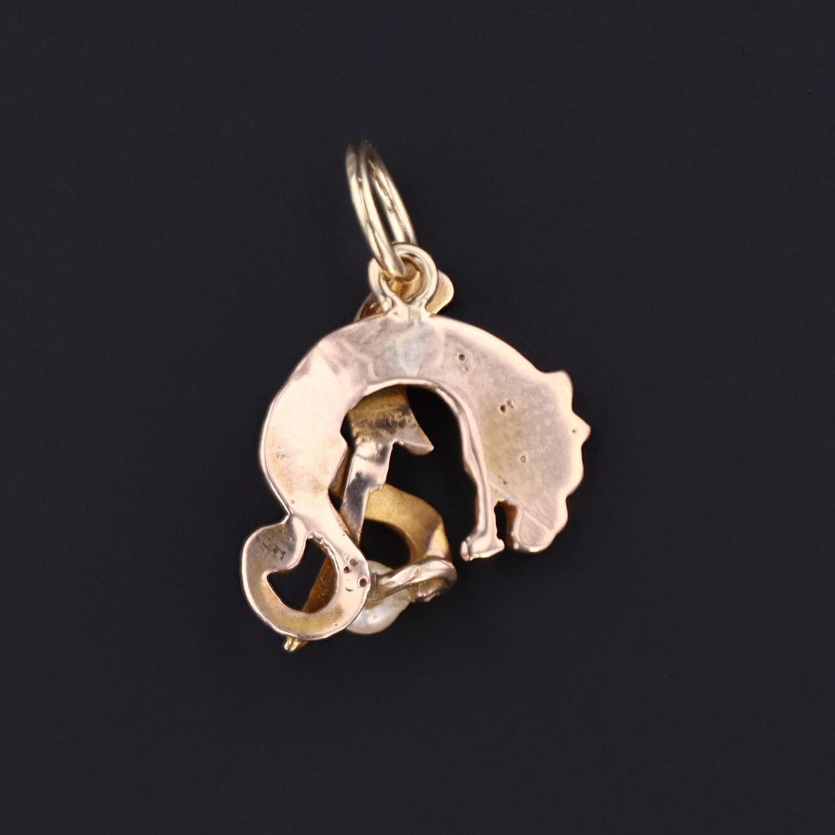 Antique Dragon with Pearl Conversion Charm of 14k Gold - Trademark Antiques