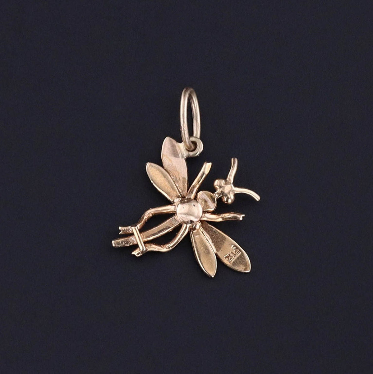 Antique Dragonfly Charm of 14k Gold - Trademark Antiques