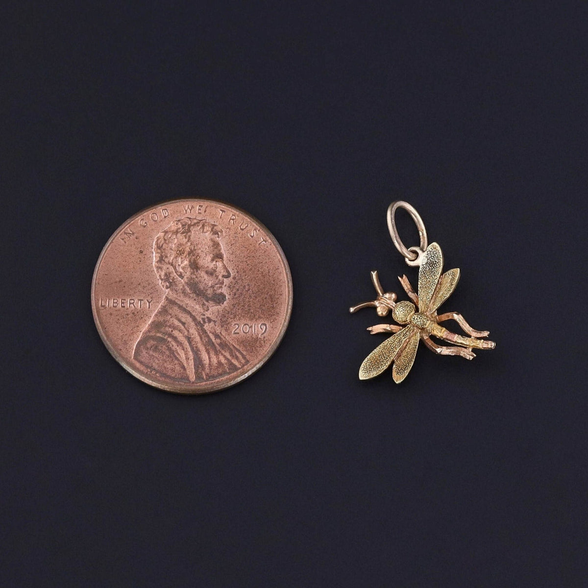 Antique Dragonfly Charm of 14k Gold - Trademark Antiques