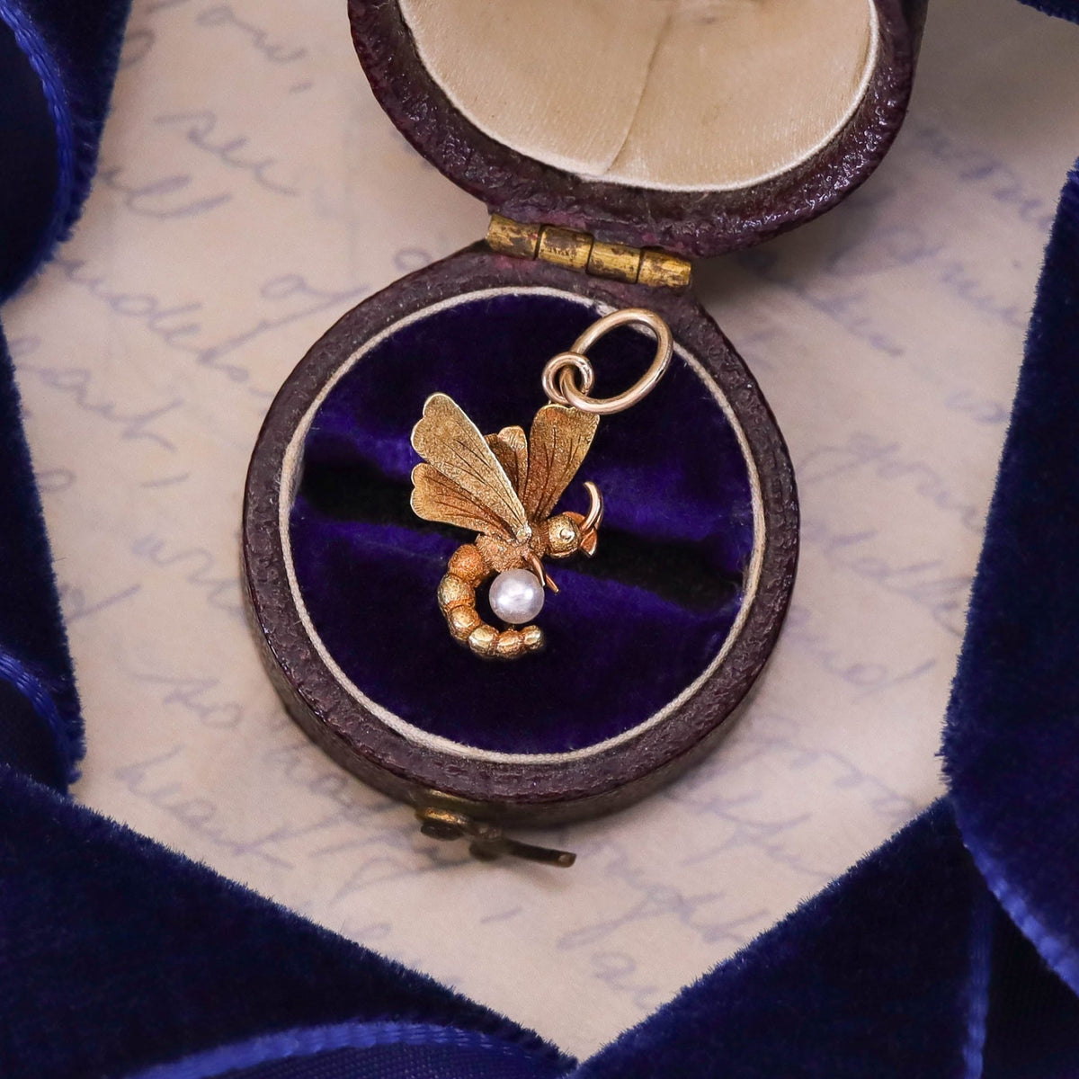 Antique Dragonfly Charm of 14k Gold - Trademark Antiques