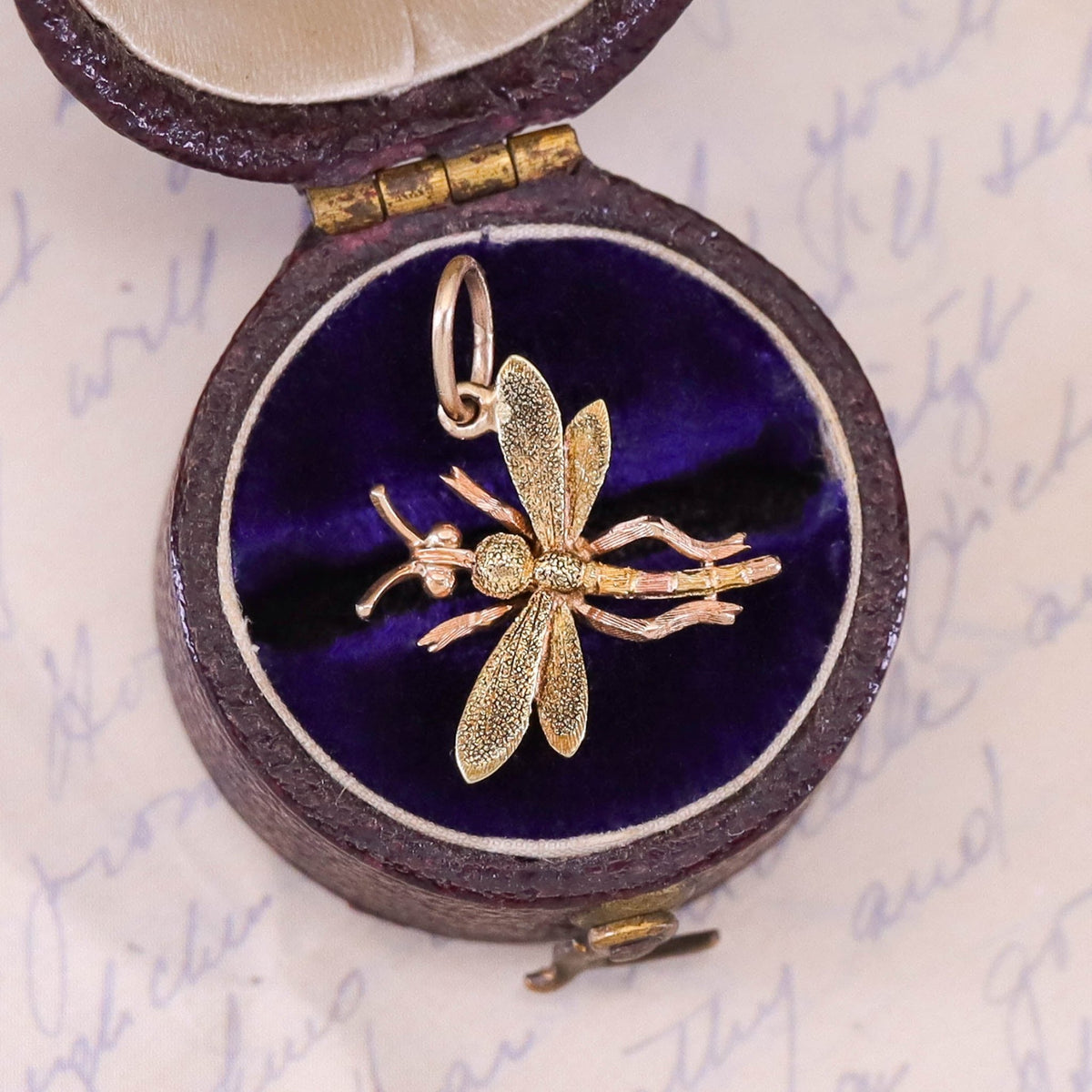 Antique Dragonfly Charm of 14k Gold - Trademark Antiques