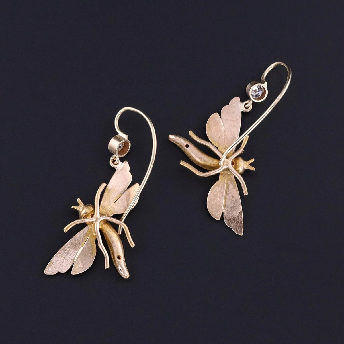 Antique Dragonfly Earrings of 14k Gold - Trademark Antiques