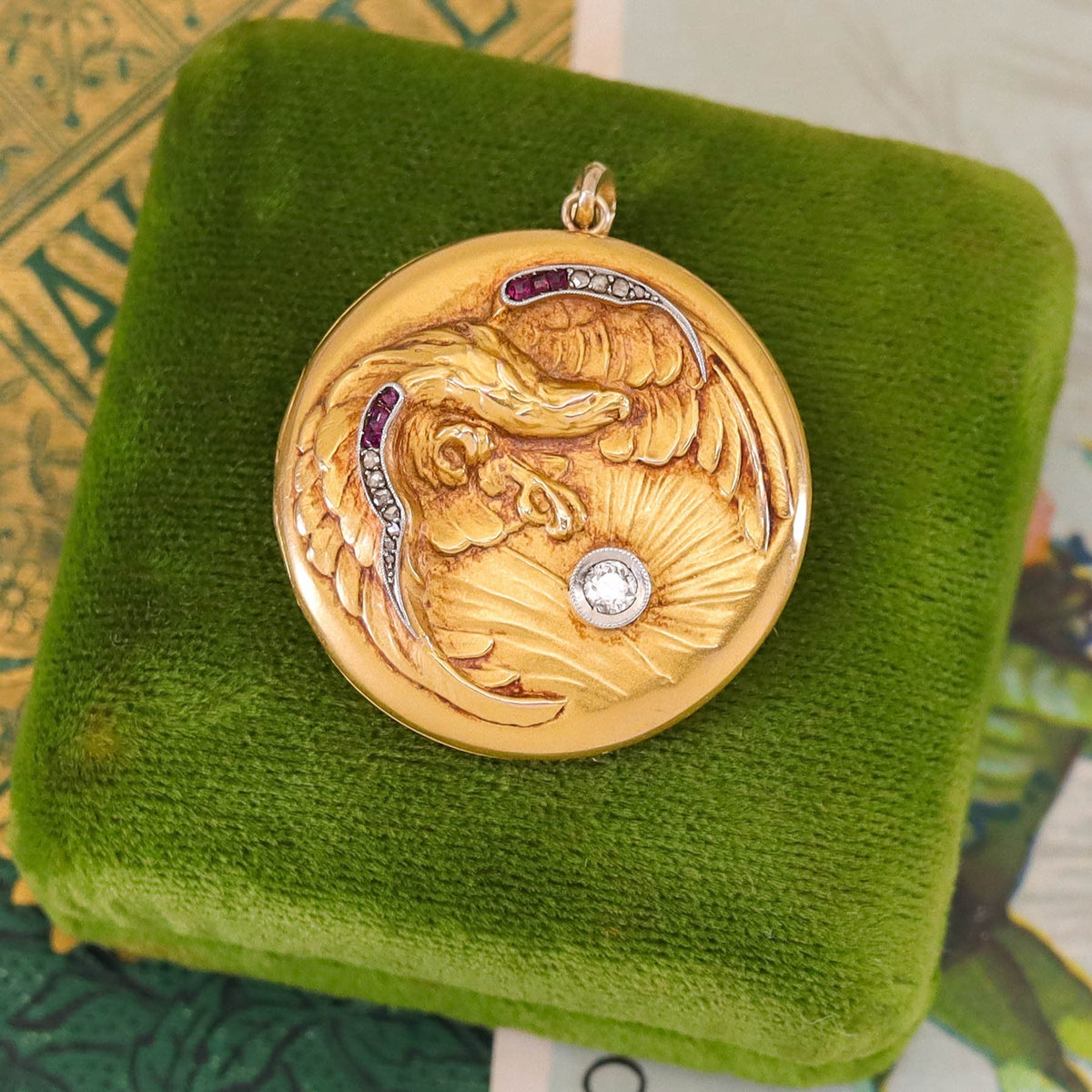 Antique Eagle Brooch Locket of 18k Gold - Trademark Antiques