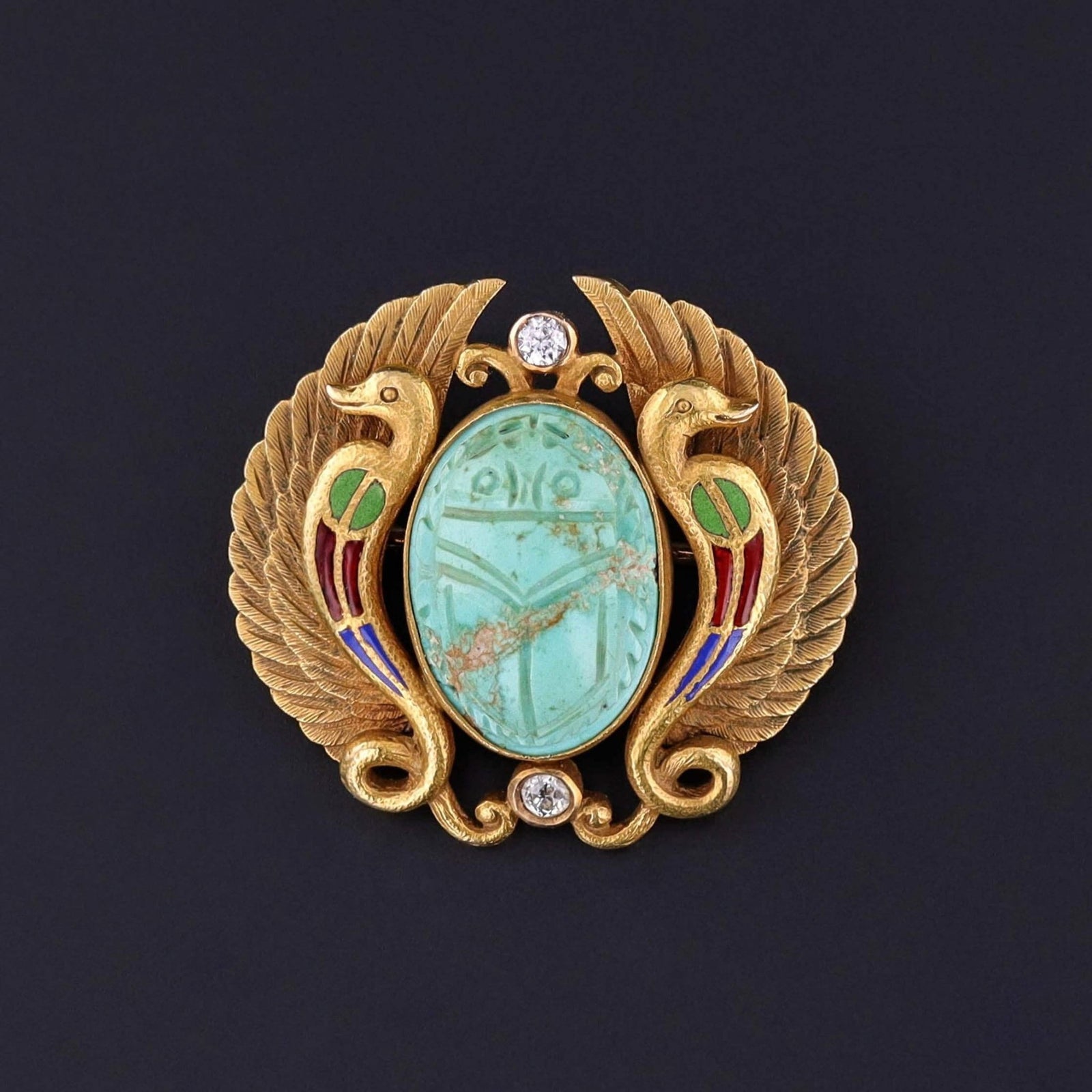 Antique Egyptian Revival Brooch of 14k Gold - Trademark Antiques