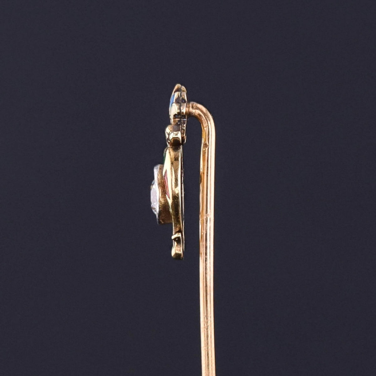 Antique Egyptian Revival Diamond and Enamel Stickpin of 14k Gold - Trademark Antiques