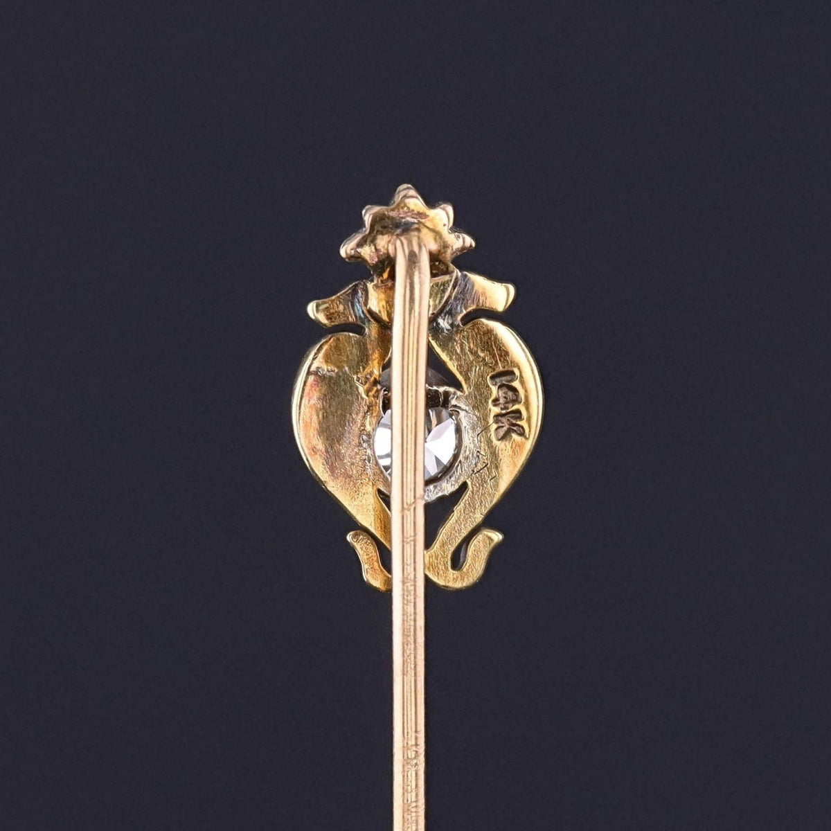 Antique Egyptian Revival Diamond and Enamel Stickpin of 14k Gold - Trademark Antiques