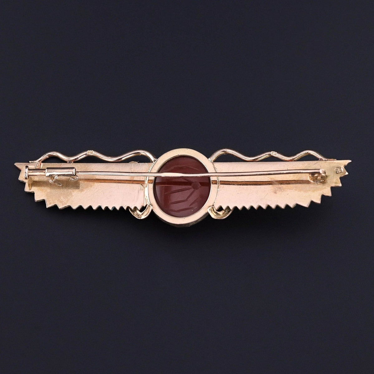 Antique Egyptian Revival Enamel Brooch of 14k Gold - Trademark Antiques