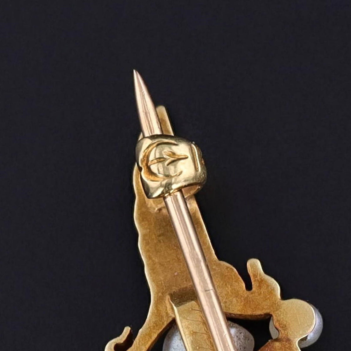 Antique Egyptian Revival Lace Pin of 14k Gold - Trademark Antiques