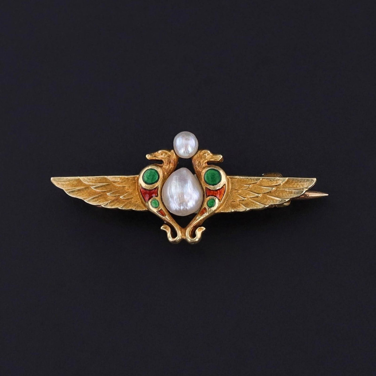 Antique Egyptian Revival Lace Pin of 14k Gold - Trademark Antiques