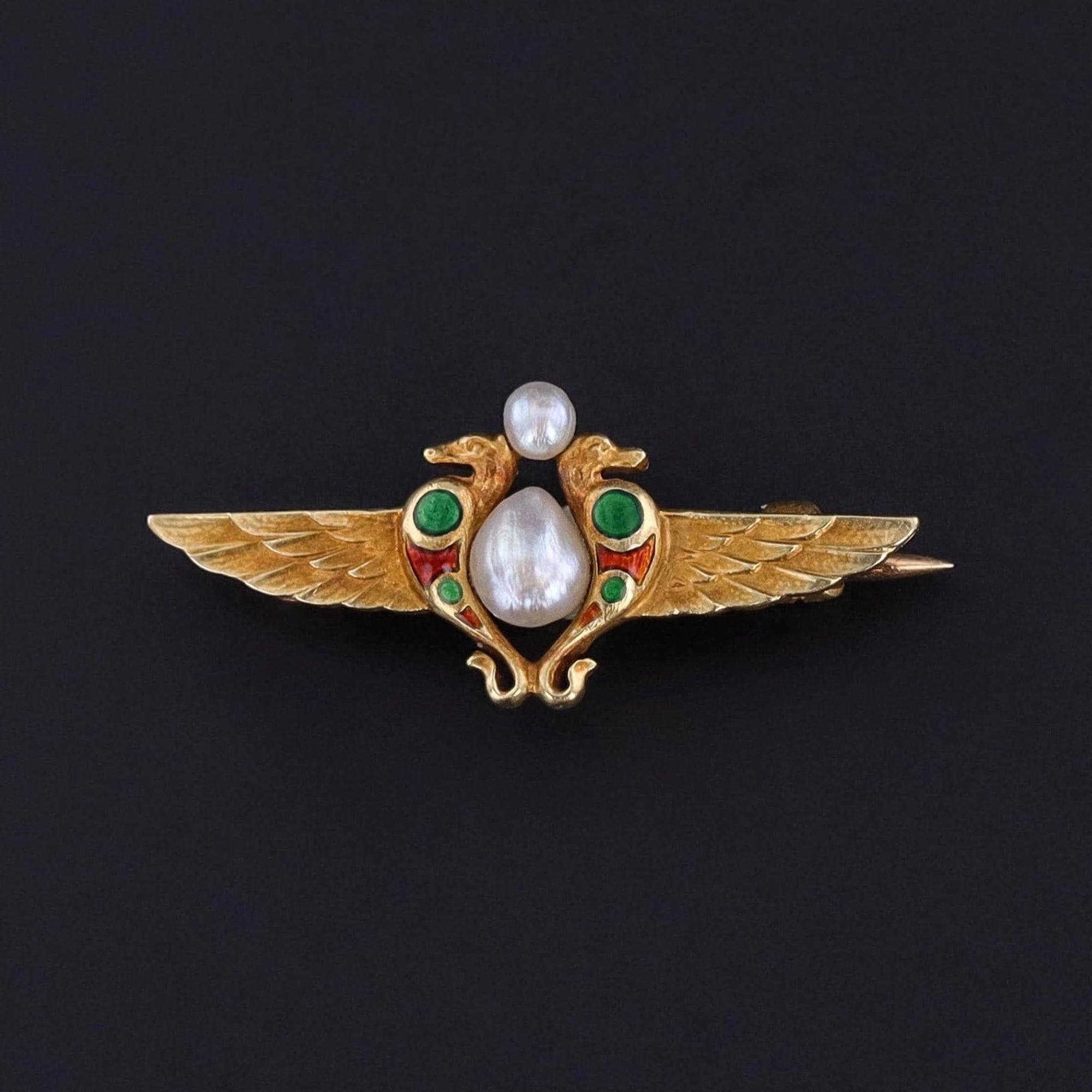 Antique Egyptian Revival Lace Pin of 14k Gold - Trademark Antiques