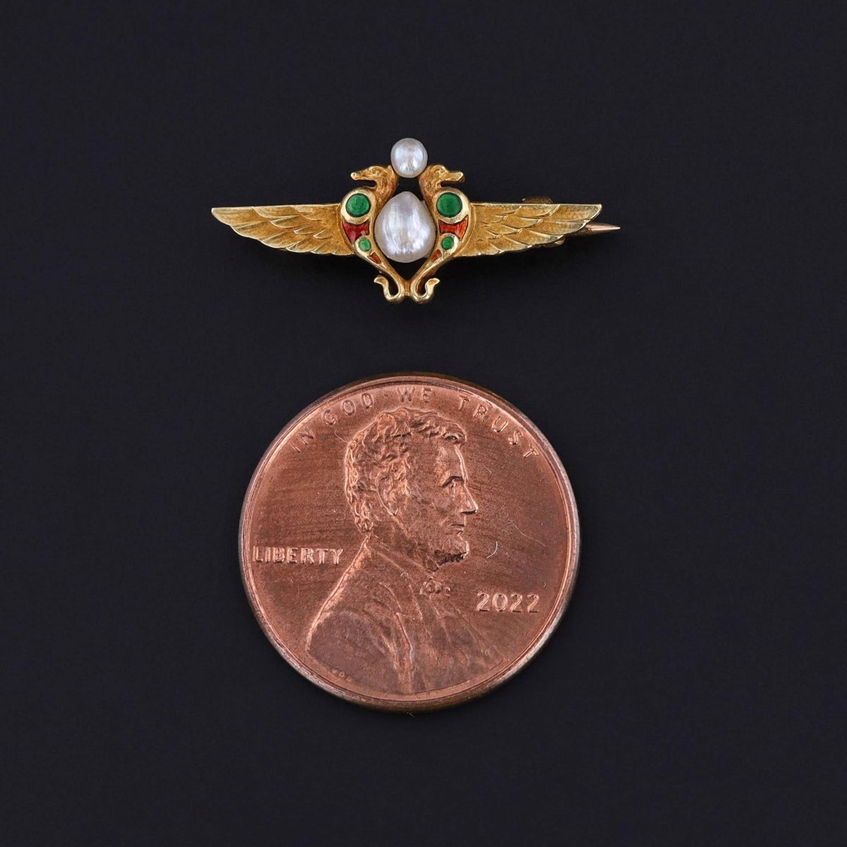 Antique Egyptian Revival Lace Pin of 14k Gold - Trademark Antiques