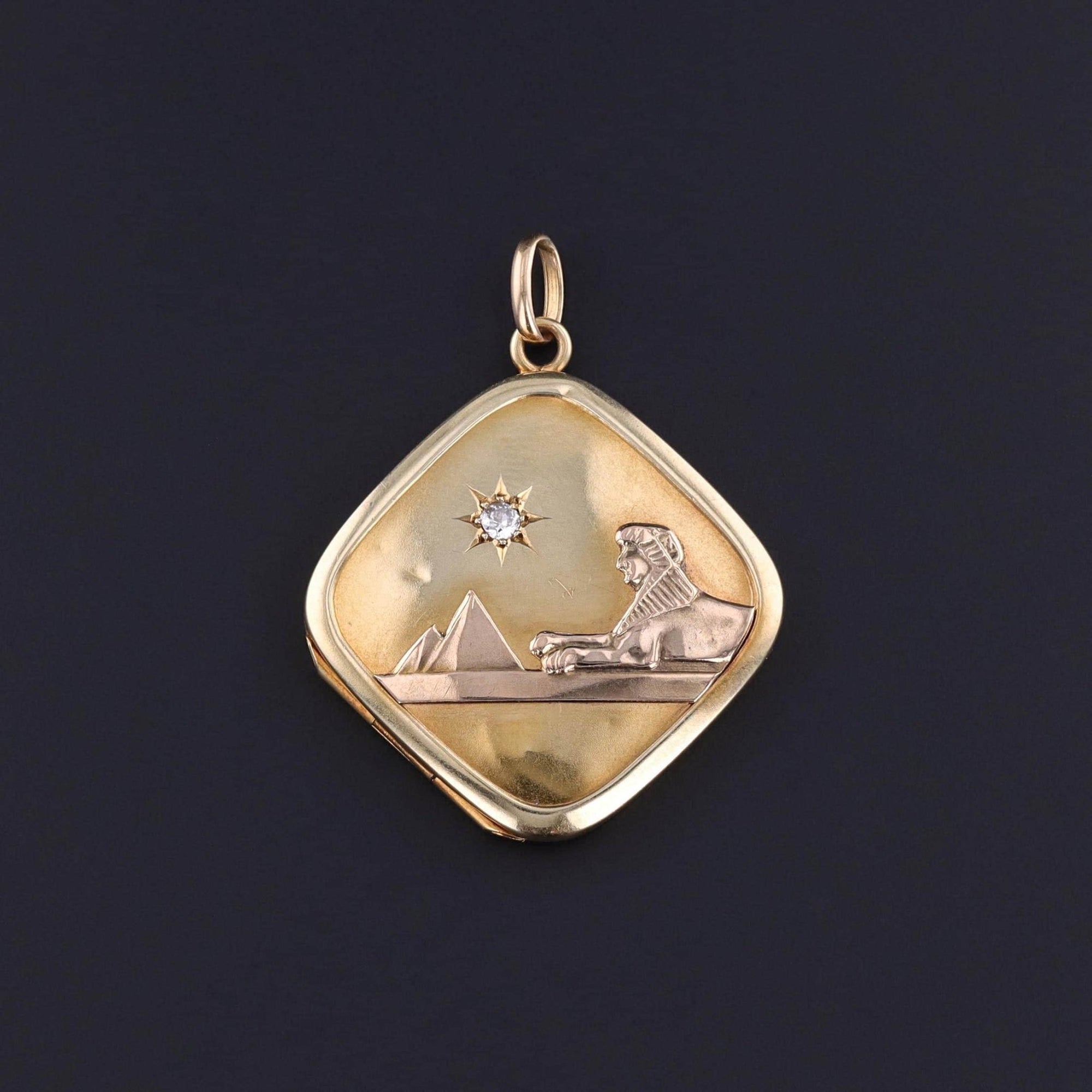 Antique Egyptian Revival Locket of 14k Gold - Trademark Antiques