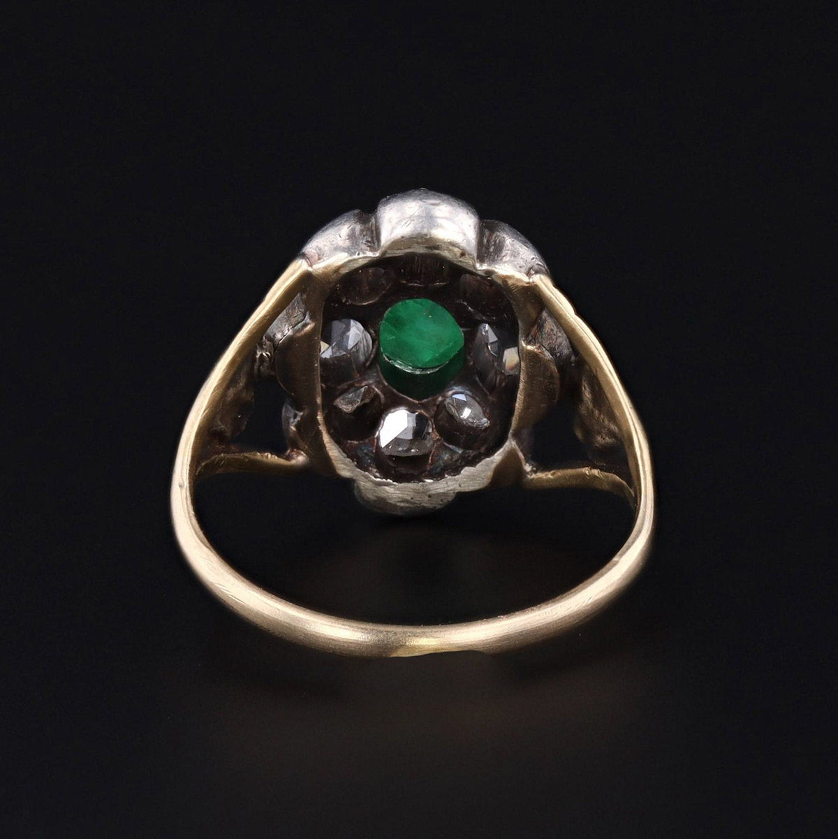Antique Emerald Cabochon and Diamond Ring - Trademark Antiques