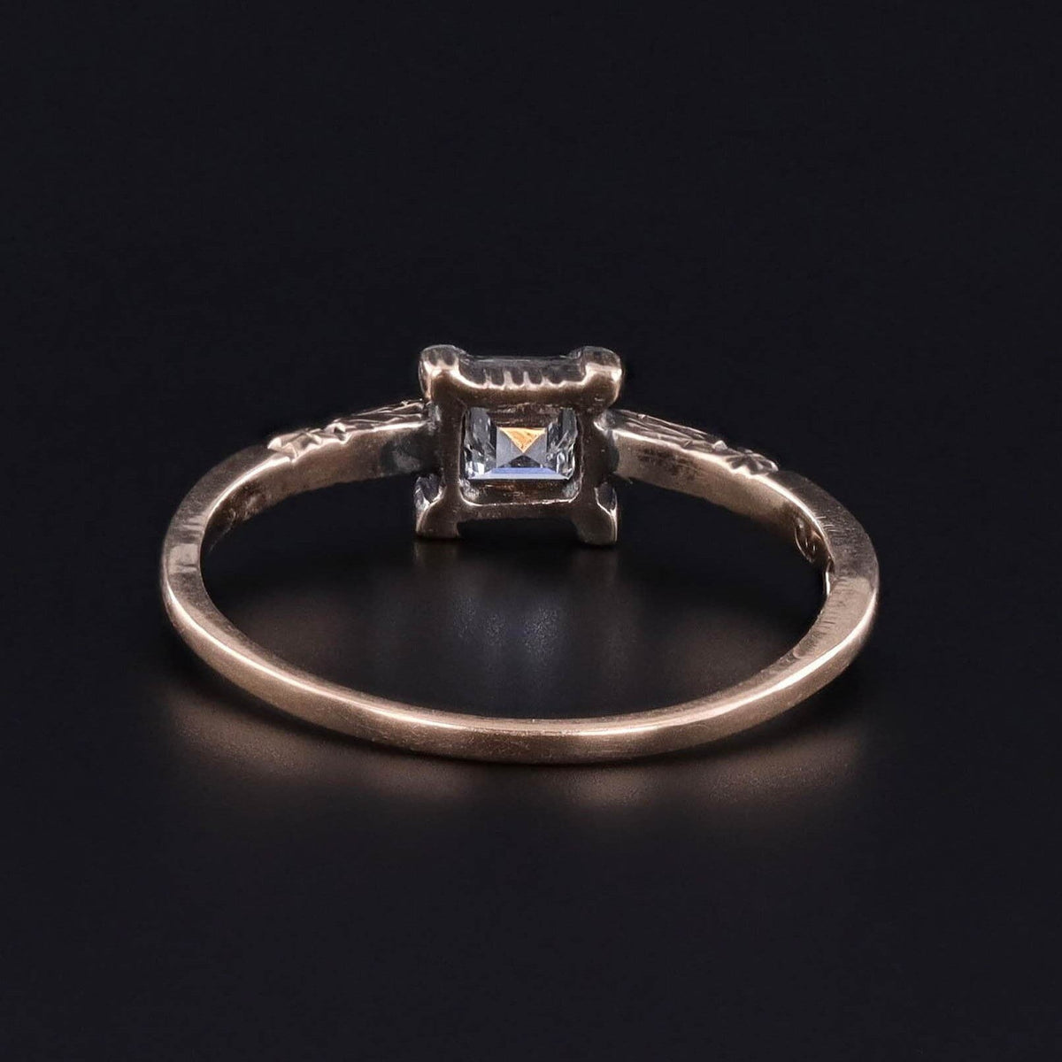 Antique Emerald Cut Diamond Ring of 12ct Gold - Trademark Antiques