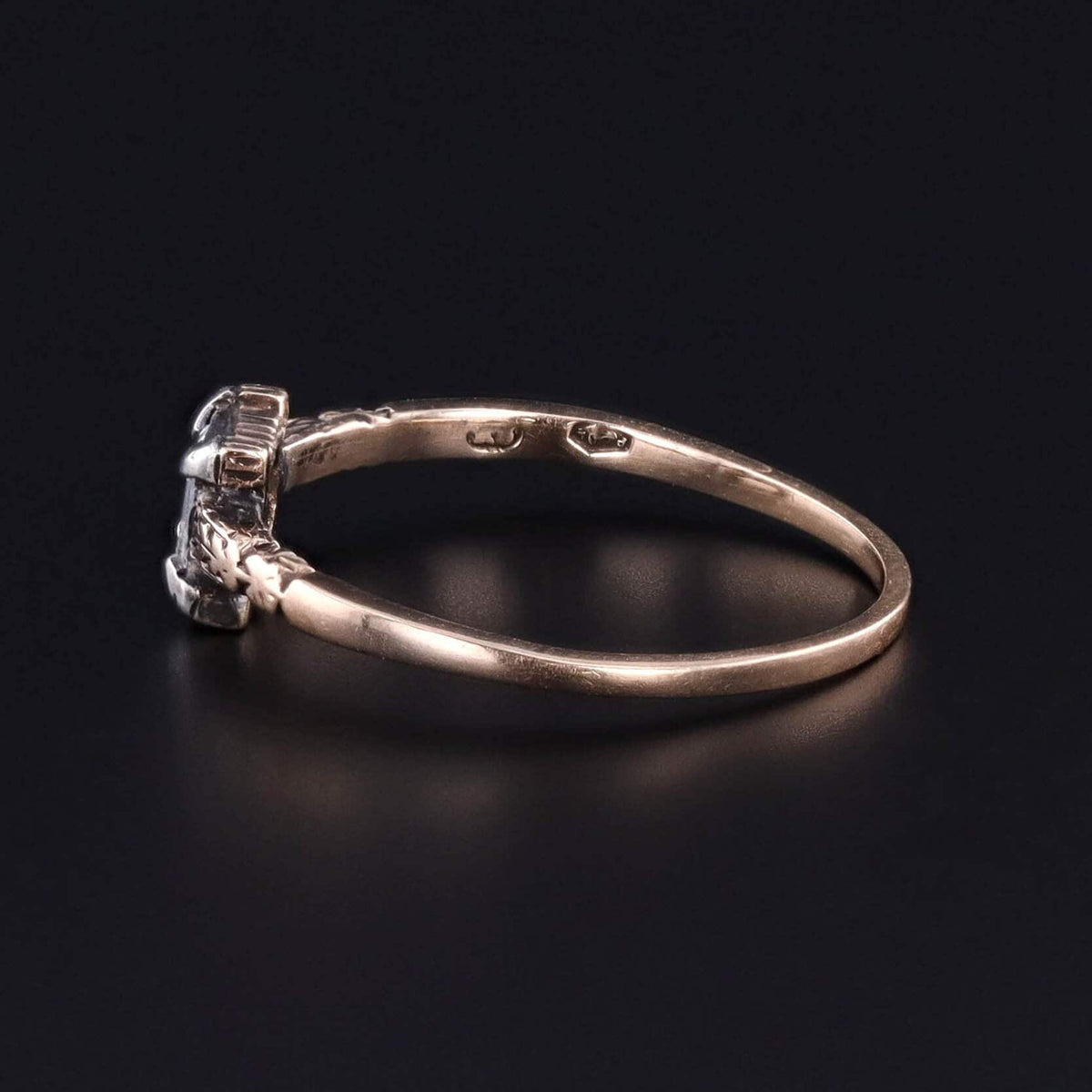 Antique Emerald Cut Diamond Ring of 12ct Gold - Trademark Antiques