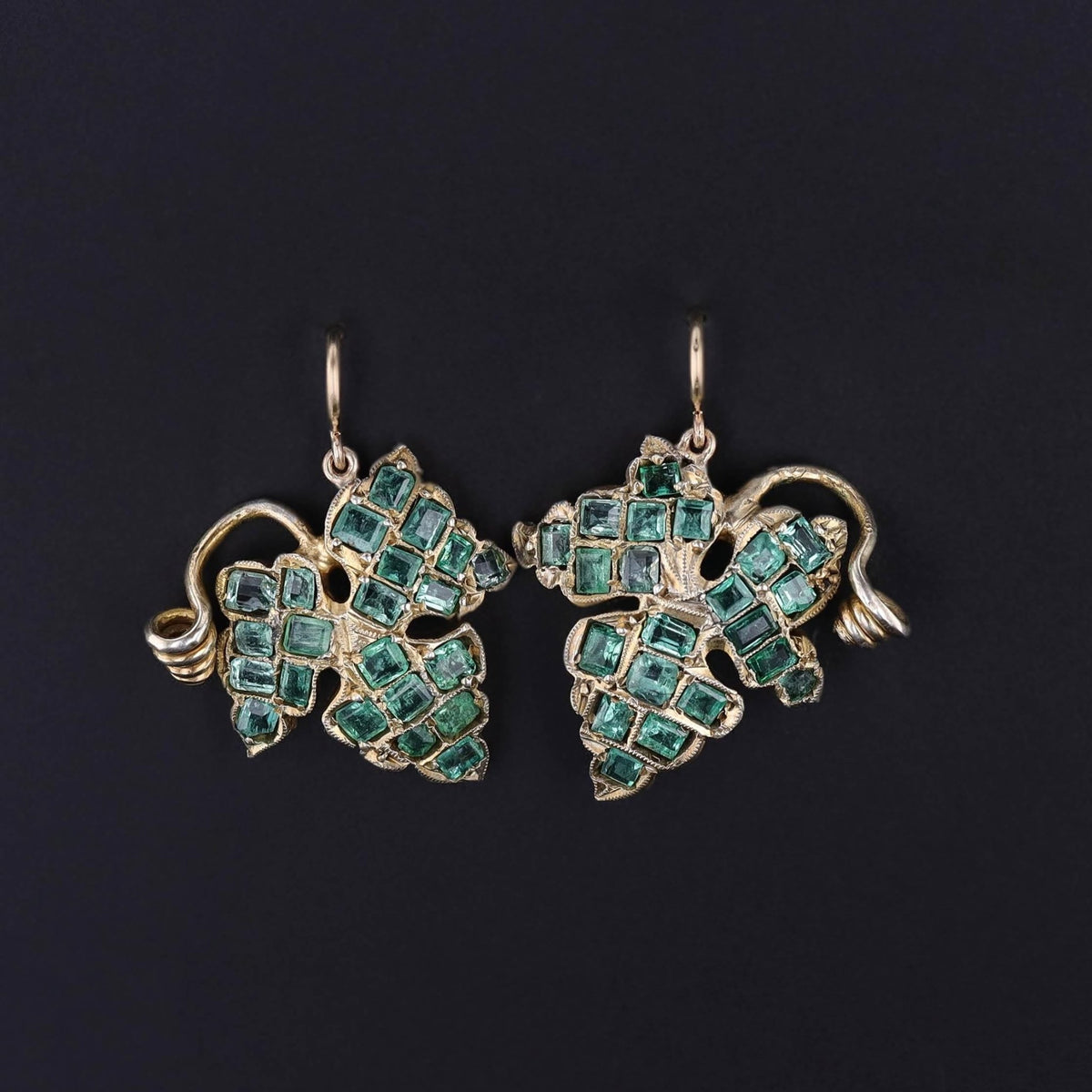 Antique Emerald Ivy Earrings - Trademark Antiques