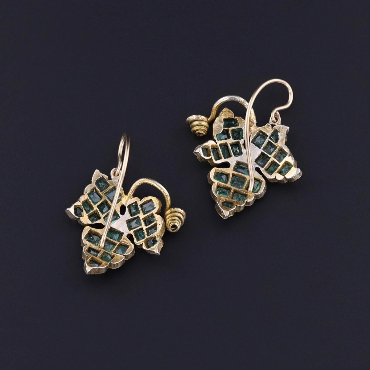Antique Emerald Ivy Earrings - Trademark Antiques