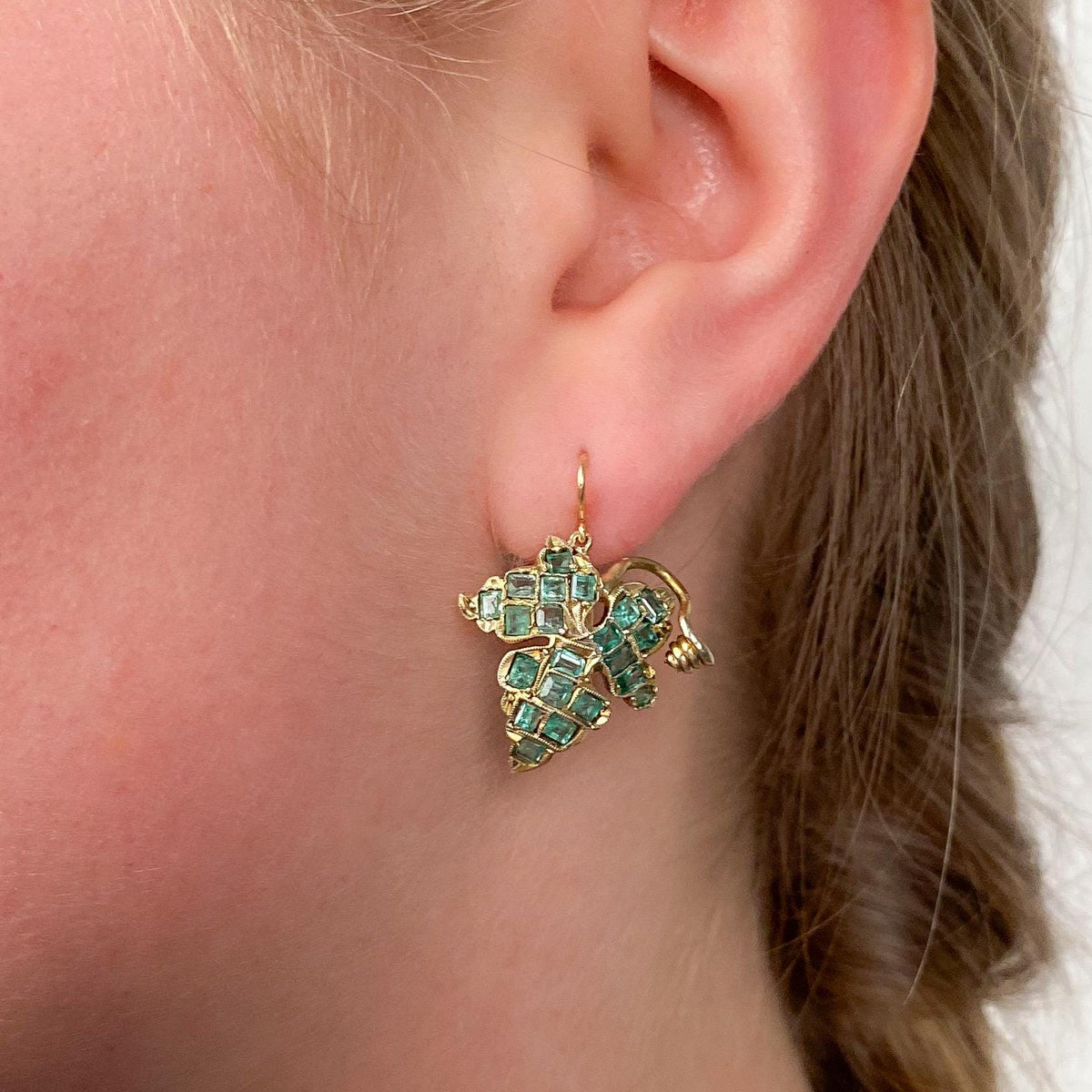 Antique Emerald Ivy Earrings - Trademark Antiques