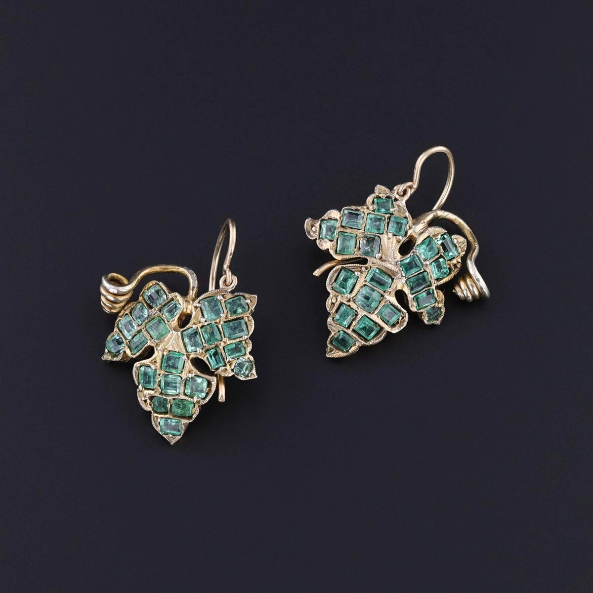 Antique Emerald Ivy Earrings - Trademark Antiques