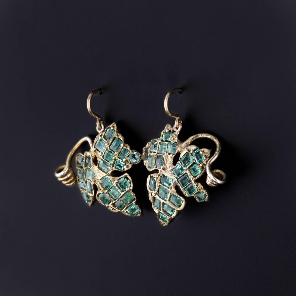 Antique Emerald Ivy Earrings - Trademark Antiques