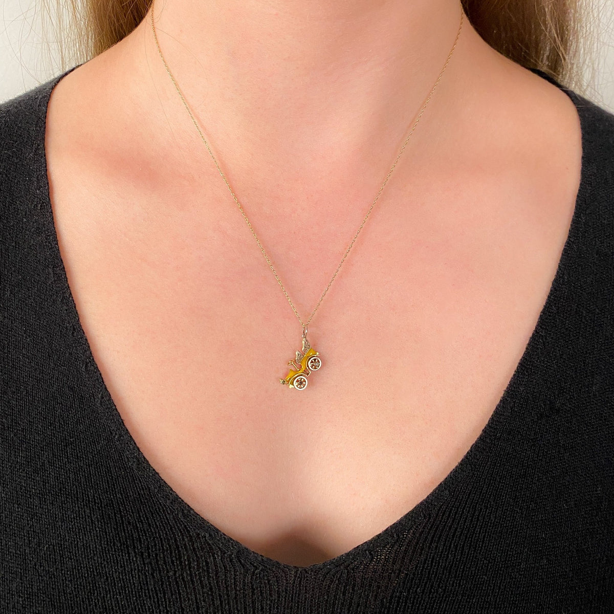 Antique Enamel and Diamond Car Charm of 15ct Gold and Platinum - Trademark Antiques